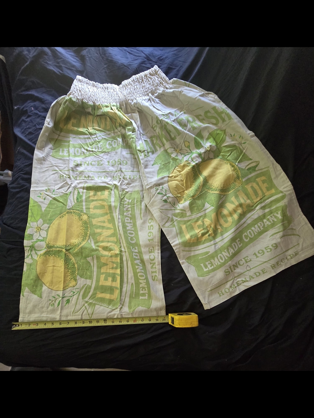 Vintage Sack Wide Leg Lemonade Print Pants - Yellow & Green